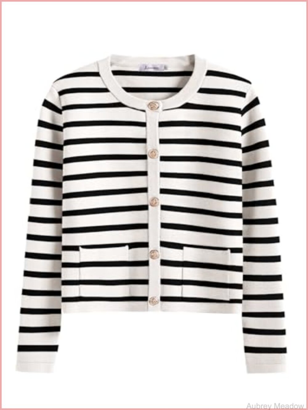 Cropped Striped Cardigan Sweater Button Down Long Sleeve Knit Casual Fall Top